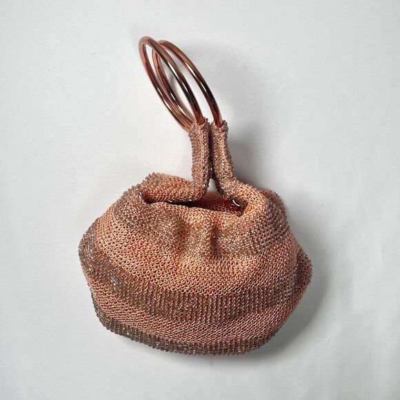 ✨ St. Xavier Goldie Hand-Beaded Bracelet Bag – Rose Gold Evening Clutch ✨
